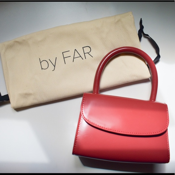 BY FAR Handbags - BY FAR Mini Red Semi Patent Bag *NEW* ❤️